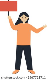 Excited People Illustration Holding Banner. Flat Cartoon Vector Character