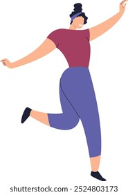 Excited People Jumping Character. Isolated Illustration on White Background