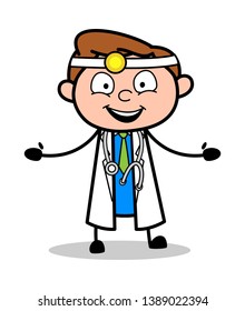 Excited - Professional Cartoon Doctor Vector Illustration