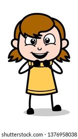 Excited - Retro Cartoon Girl Teen Vector Illustration