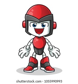 excited robot humanoid mascot vector cartoon illustration