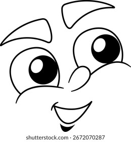 Aufgeregt zufrieden Gesicht Emoticon Vektorgrafik