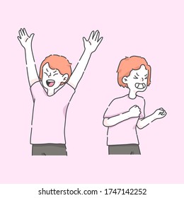 excited set celebration cartoon illustration

