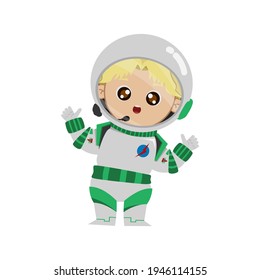 EXCITED with TWO THUMB EXPRESSION astronaut KID WHITE BOY VECTOR digital design graphic 2d HD illustration