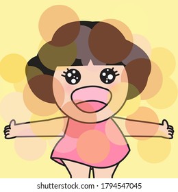 Excited Woman With Arms Wide Open Concept Card Character illustration