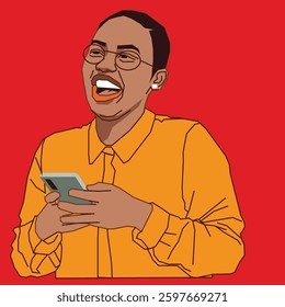 Excited woman reading her mobile messages