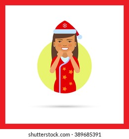 Excited woman in Santa costume 