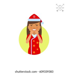Excited woman in Santa costume 