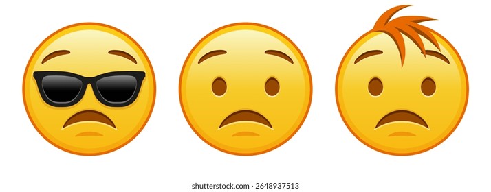 Rosto amarelo excitado Conjunto de três emojis