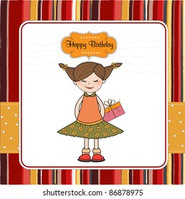 excited young girl she hide a special gift