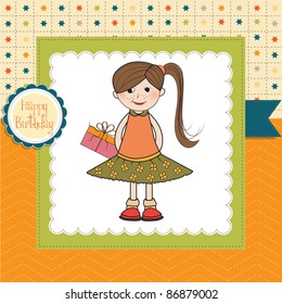 excited young girl she hide a special gift