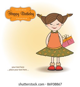 excited young girl she hide a special gift