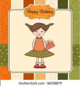 excited young girl she hide a special gift