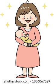 Excited young mother with her baby