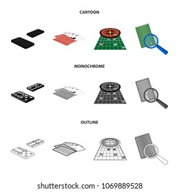 Excitement, casino, game and other web icon in cartoon,outline,monochrome style Magnifier, cheating, entertainment, icons in set collection.