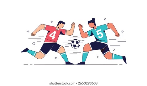 The Excitement of Football Two Players in a Dynamic Duel to Score a Goal