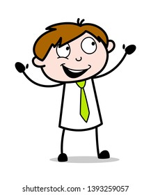 Excitement - Office Salesman Employee Cartoon Vector Illustration﻿