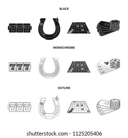 Excitement, recreation, hobby and other web icon in black, monochrome, outline style., Casino, entertainment, institution icons in set collection.