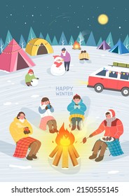 Exciting and beautiful winter travel illustration