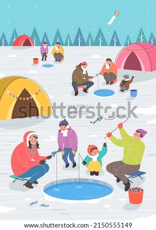 Exciting and beautiful winter travel illustration