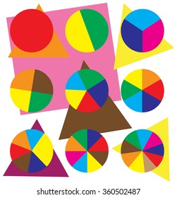 Exciting colorful game. Study of figures for children. circles. Early development, for cutting, puzzles, picking.