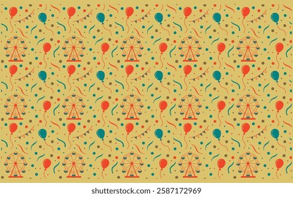 Exciting Colorful Glitter and Party Pattern Design, Festive Playful Lights and Confetti Carnival Design