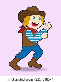 Aufregende süße Cowboy-Vektorgrafik im Cartoon-Stil.