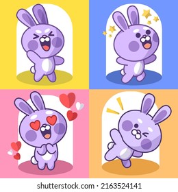 Exciting Energetic Bunny Character Illustration Collection Asset