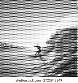 Uma ilustração emocionante de um surfista andando dentro de uma onda maciça de barril. Este design capta a emoção e a adrenalina dos esportes aquáticos extremos. Perfeito para cartazes de viagens de surf, roupas de estilo de vida praia, folhetos de competição de surfe e blogs de aventura. Ideal para se conectar com a comunidade esportiva do oceano. Arte-final vetorial de alta qualidade para visuais de ação dinâmica.