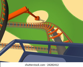 Exciting Joyful Ride On A Rollercoaster