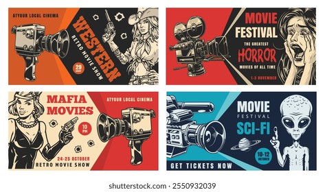 Exciting movie festivals featuring classic western horror mafia and sci-fi films are scheduled at the local cinema. Join us for memorable cinematic experiences