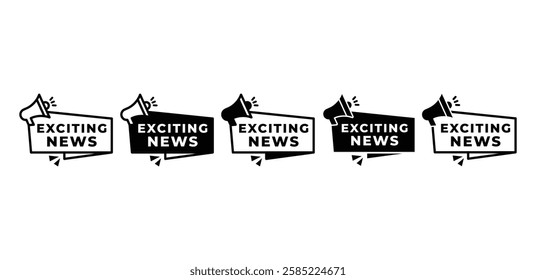 exciting news banner sign label icon vector design black white color simple flat illustration template sets isolated