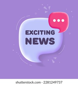 Exciting news. Flat, purple, Exciting news banner. Vector illustration.