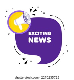 exciting news. Vector, loudspeaker, media, multimedia, design, Flat, publication, correspondent, exciting, information, design, broadcast, work, business, communication. News concept. Illustration