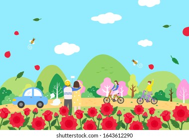Exciting Spring Picnic Illustration 
