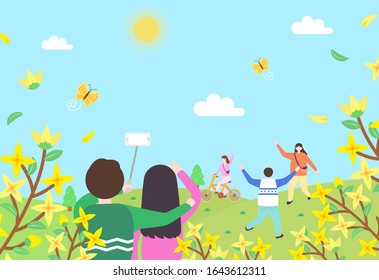 Exciting Spring Picnic Illustration 
