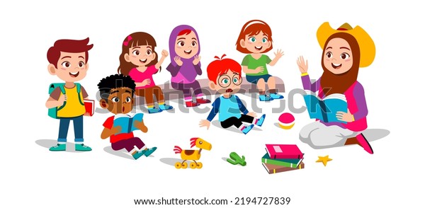 Exciting Student Studying Together Their Muslim Stock Vector (Royalty ...