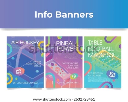 Exciting table game promotional banners showcasing various fun activities at game zones and lounges