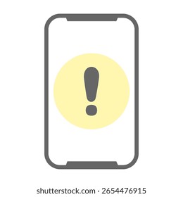 Icono de alerta de exclamación en la pantalla del teléfono inteligente