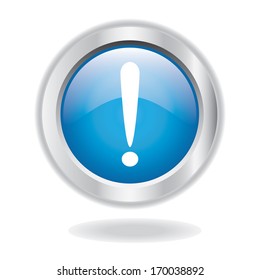 exclamation blue buttons glossy with white background