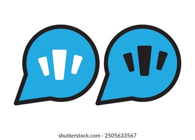 Exclamación con el icono del discurso de la burbuja fijado en dos estilos aislados sobre fondo blanco. Ilustración vectorial
