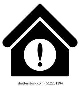 Exclamation Building vector icon. Flat black symbol. Pictogram is isolated on a white background. Designed for web and software interfaces.