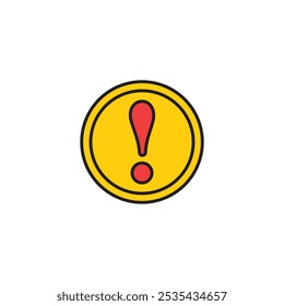 Exclamation button colored vector icon on white background. Stock vector EPS10