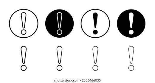 Exclamation button icon Flat art in black and white isolated