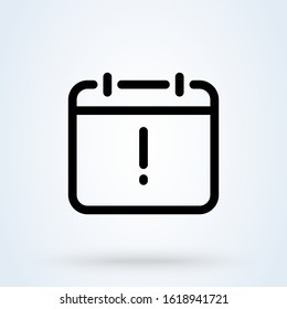 exclamation calendar line. vector Simple modern icon design illustration