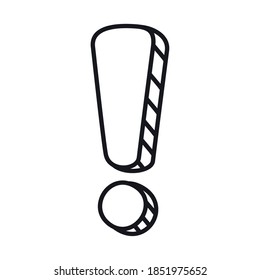 exclamation card icon over white background, line style, vector illustration