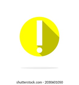 Exclamation, caution, safety, beware, hazard, alert mark button with yellow color and white. Minimalist vector design for error and information sign. printable vector, public use, symbol and icon.