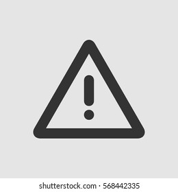 Exclamation danger icon flat. Black pictogram on grey background. Vector illustration symbol