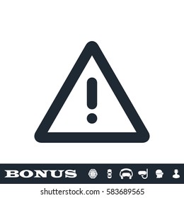 Exclamation danger icon flat. Black pictogram on white background. Vector illustration symbol and bonus button