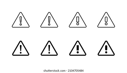 Iconos de peligro de exclamación establecidos. signo de atención y símbolo. Signo de atención de aviso de peligro
